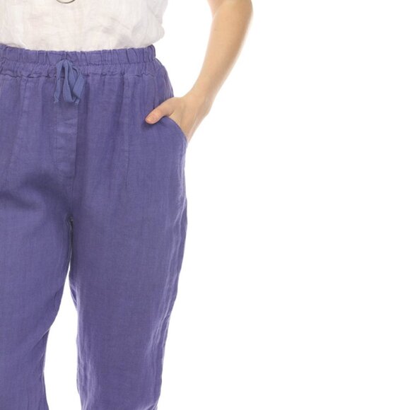 Purple Trouser style Drawstring Pockets Pant - Picture 3 of 4